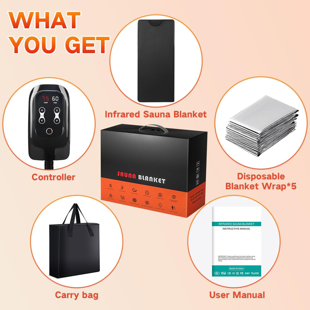 Infrared Sauna Blanket for Home, Low EMF Carbon Crystal Heating, Portable Dry Sauna Bag for Relaxation, Detoxification