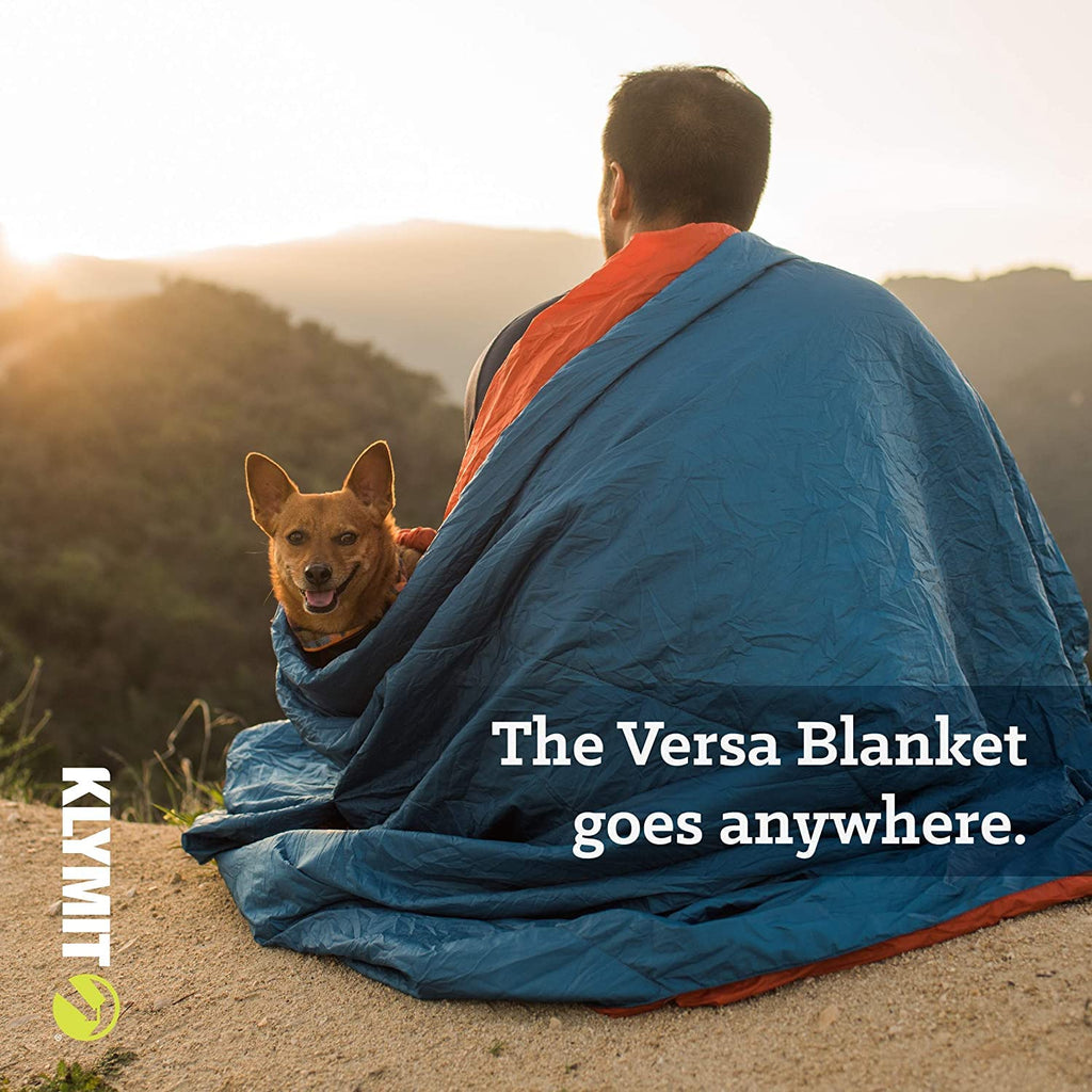 Versa Packable Camping Blanket and Comforter, Blue/Orange