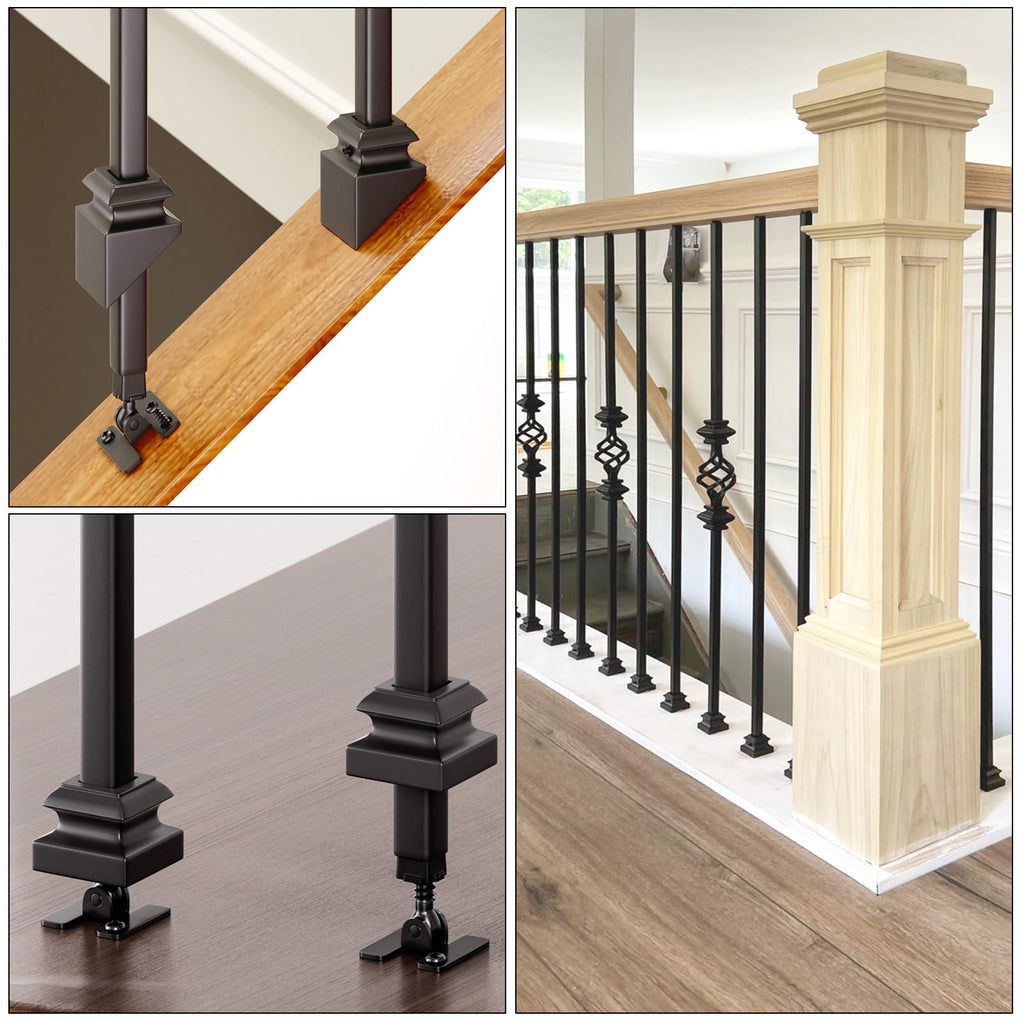 Baluster Connectors Adjustable Height and Angle Connectors for 1/2'' Square Balusters for Staircase Baluster (50Pack)