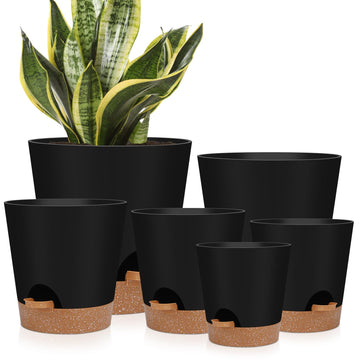 8, 7, 6.5, 6, 5.5, 5 Inches Self Watering Planters for Indoor Plants