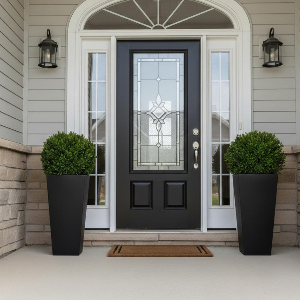 27" Tall Planters for Outdoor Indoor, Set of 2 with Drainage | Black Planter,Large Flower Pots, Drainage & Inner