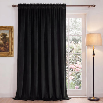 Extra Wide Black Velvet Curtain Panel, W100 x L84