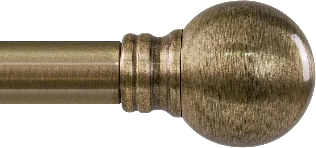 Antique Bronze Curtain Rods for Windows 1" Diameter Adjustable Heavy Duty Brass Window Curtain Rod