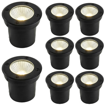 3CCT Outdoor In-Ground Lights, 120V Hardwired Well Lights, 8-Pack