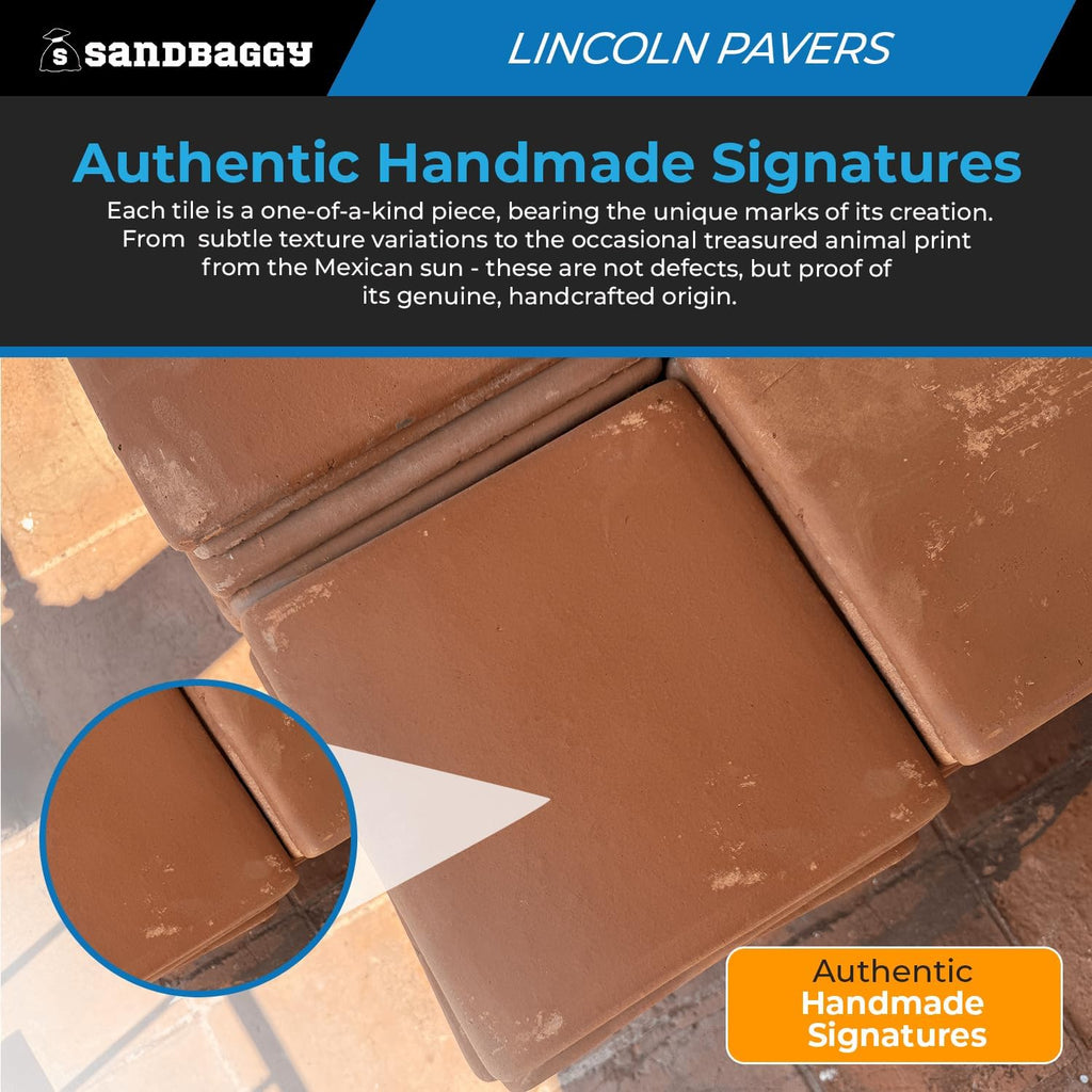 Lincoln Saltillo Tile 12x12 | Unsealed Handmade Square Mexican Terracotta Floor Tile - (12x12, 10, Count)