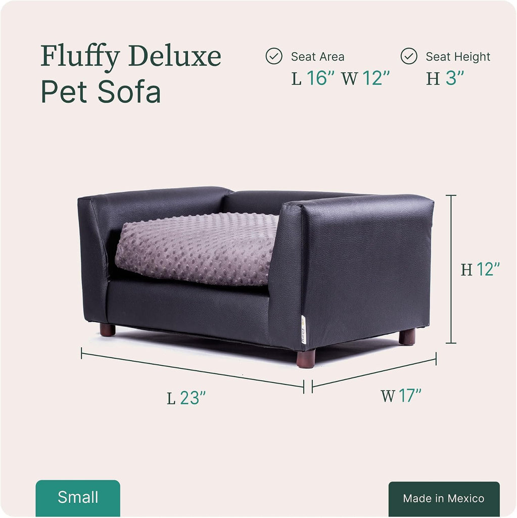 Fluffy Deluxe Pet Bed, Sofa Charcoal, Small