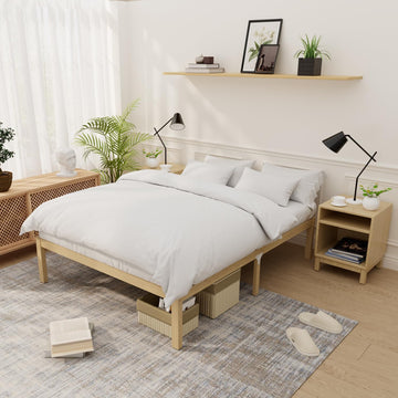 Bamboo Bed Frame Classic 12-Inch Solid Platform Bed with Wooden Slats