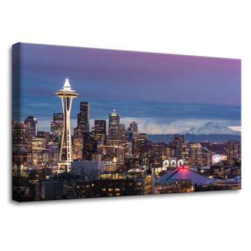 Canvas Wall Decor City Seattle Skyline at Sunset Pictures Painting Prints Washington Cityscape Modern Artwork