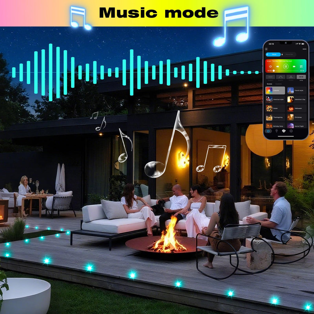 LED Deck Lights Kit, 10pcs Φ1.22 WiFi Smart Phone Control Low Voltage Recessed RGBW Deck Lighting Waterproof Outdoor