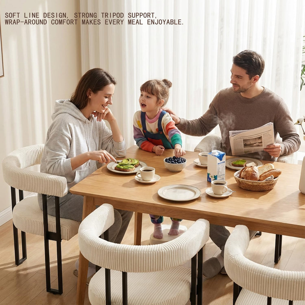 Modern Corduroy Dining Chairs Set of 6 with Metal Legs, Comfy Accent Dining Room Chairs Upholstered Kitchen Side