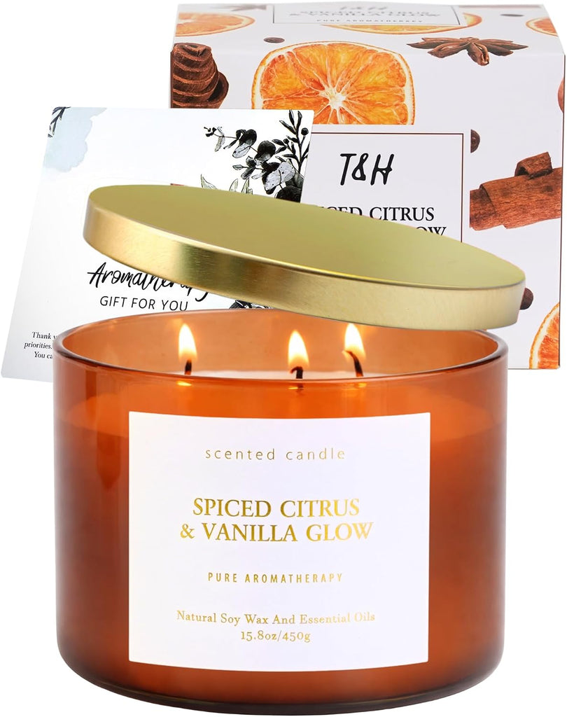 Spiced Citrus Vanilla 3-Wick Fall Scented Large Soy Candle 15.8oz