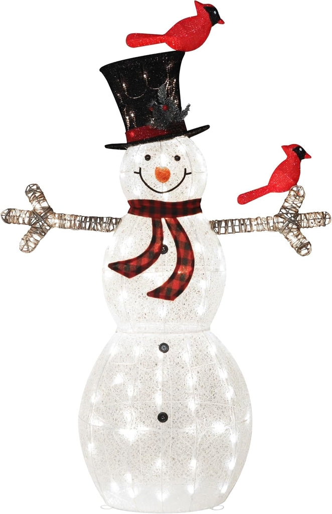 5FT Lighted Outdoor Christmas Decoration for Yard, Outdoor Snowman Holiday Decor with Lights, Ground Stakes and Zip