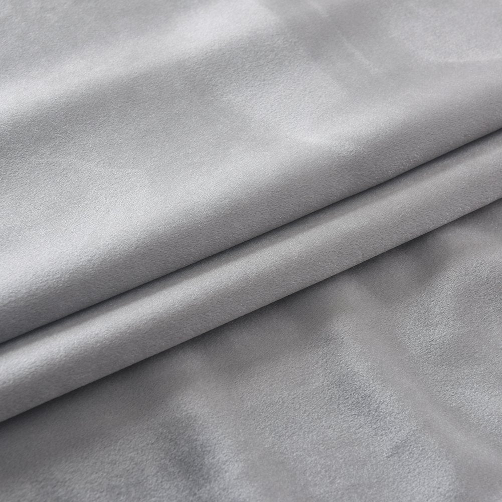 Super Soft Luxury Room Darkening Velvet Silver Gray Classic Blackout Curtains Panels Home Theater Grommet Drapes