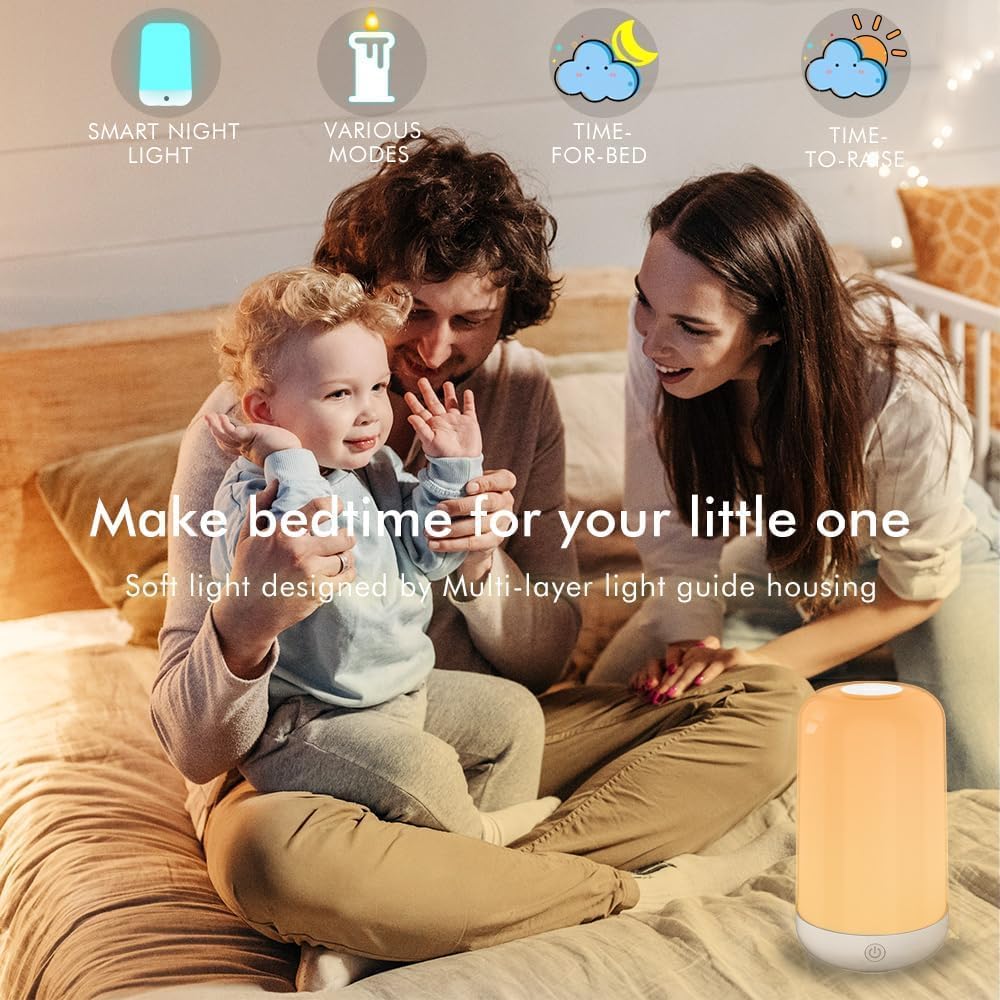 Smart Touch Table Lamp Works with App, Dimmable Small RGB Bedside Bed Lamp, Cordless LED Night Desk Lamp