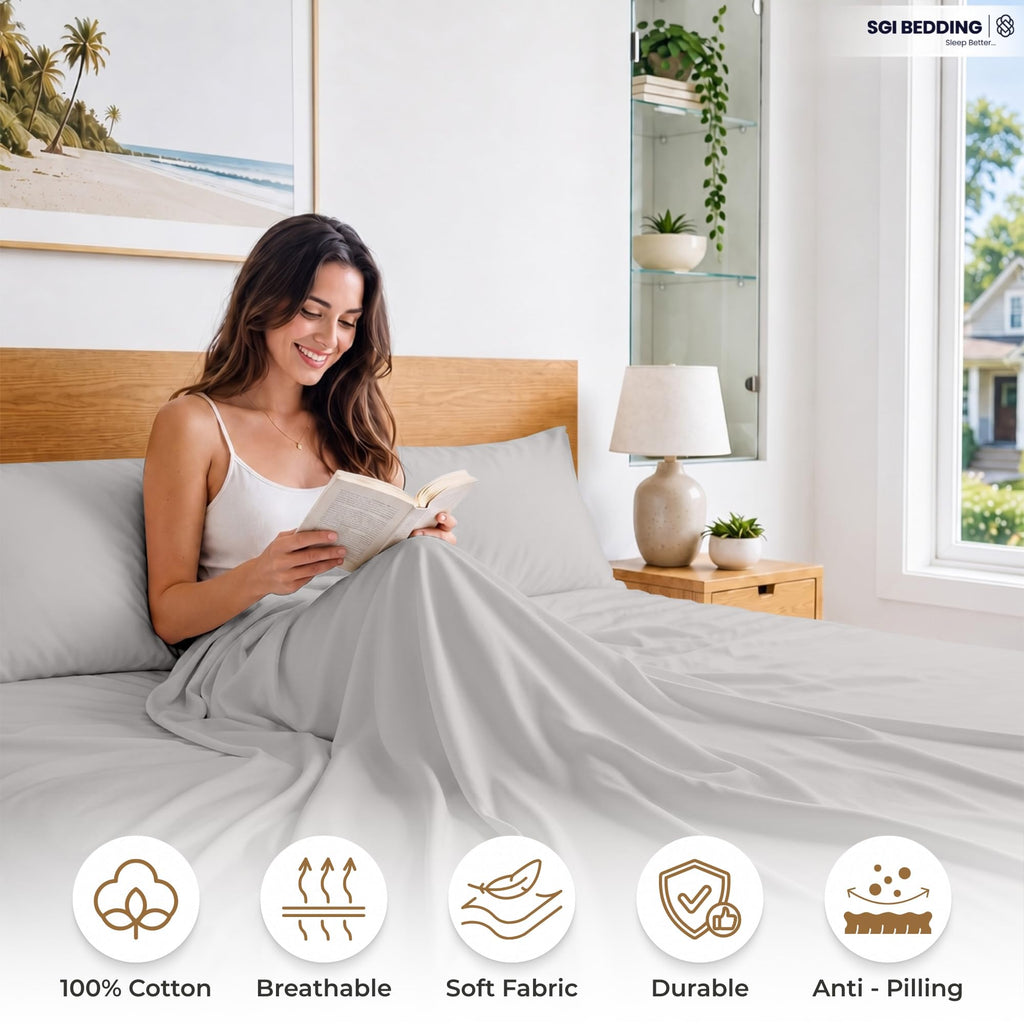 100% Egyptian Cotton Sheets Full XL Size - 600 Thread Count Sheets Set, Cooling, 15" Deep Pocket, Luxury Hotel