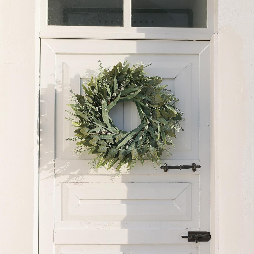 26" Large Artificial Eucalyptus Wreath with Seeds for Front Door(Green)