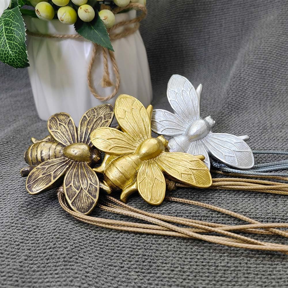 Curtain Holdbacks Set of 2, Gift, Resin Magnetic Curtain Tiebacks Silver Flying Bee Curtain Holders, Decorative