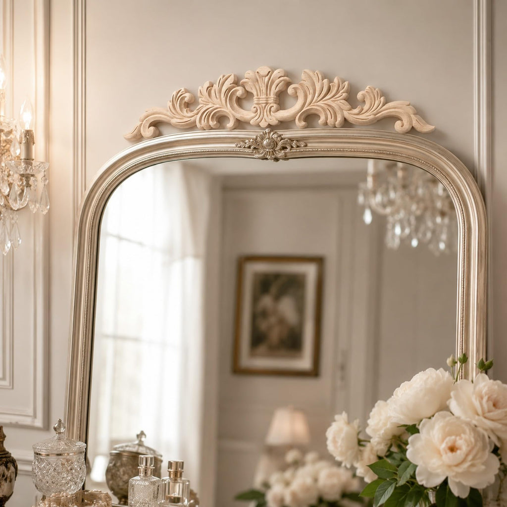 5pcs Unfinished Carved Wood Applique European French Onlay Trim Decorative Long Acanthus Leaf Medallion for Cabinet