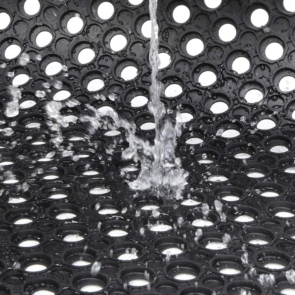 Commercial Anti-Fatigue Kitchen Floor Mat, Non-Slip Rubber Drainage Mat with Hexagonal Holes for Restaurant, Bar &