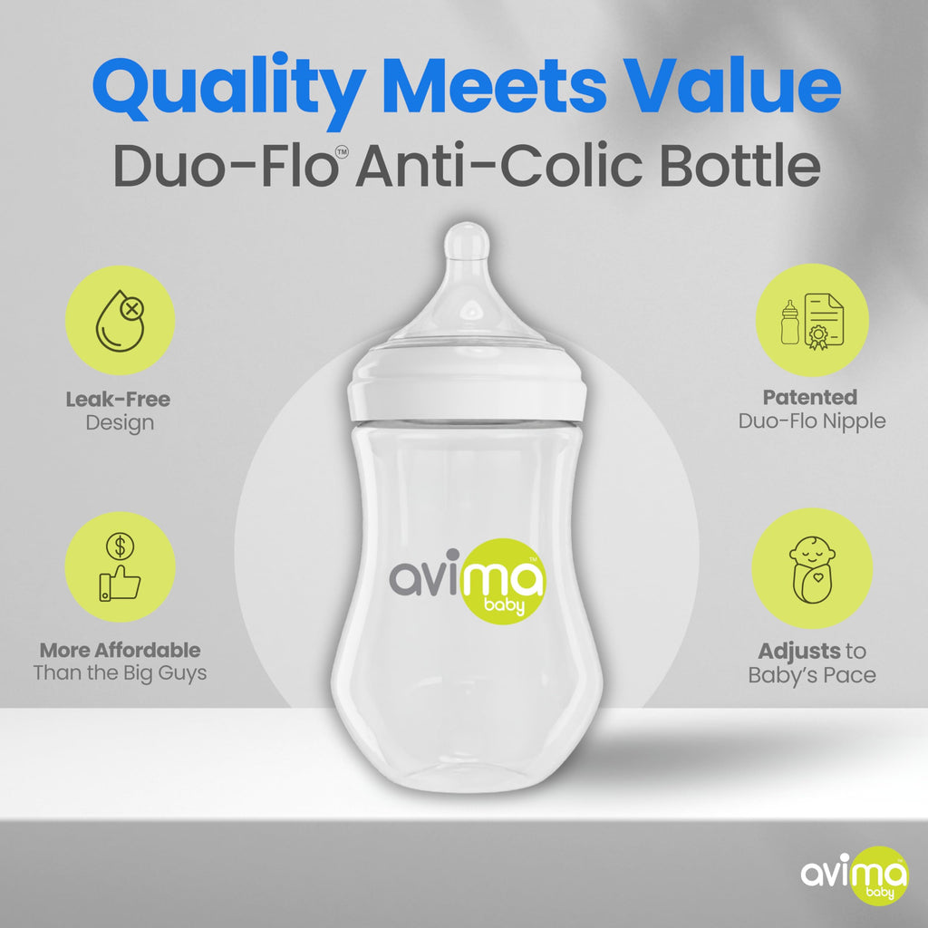 9 oz Anti Colic Baby Bottles w Medium Flow Nipples. 4-7M (Set of 3)