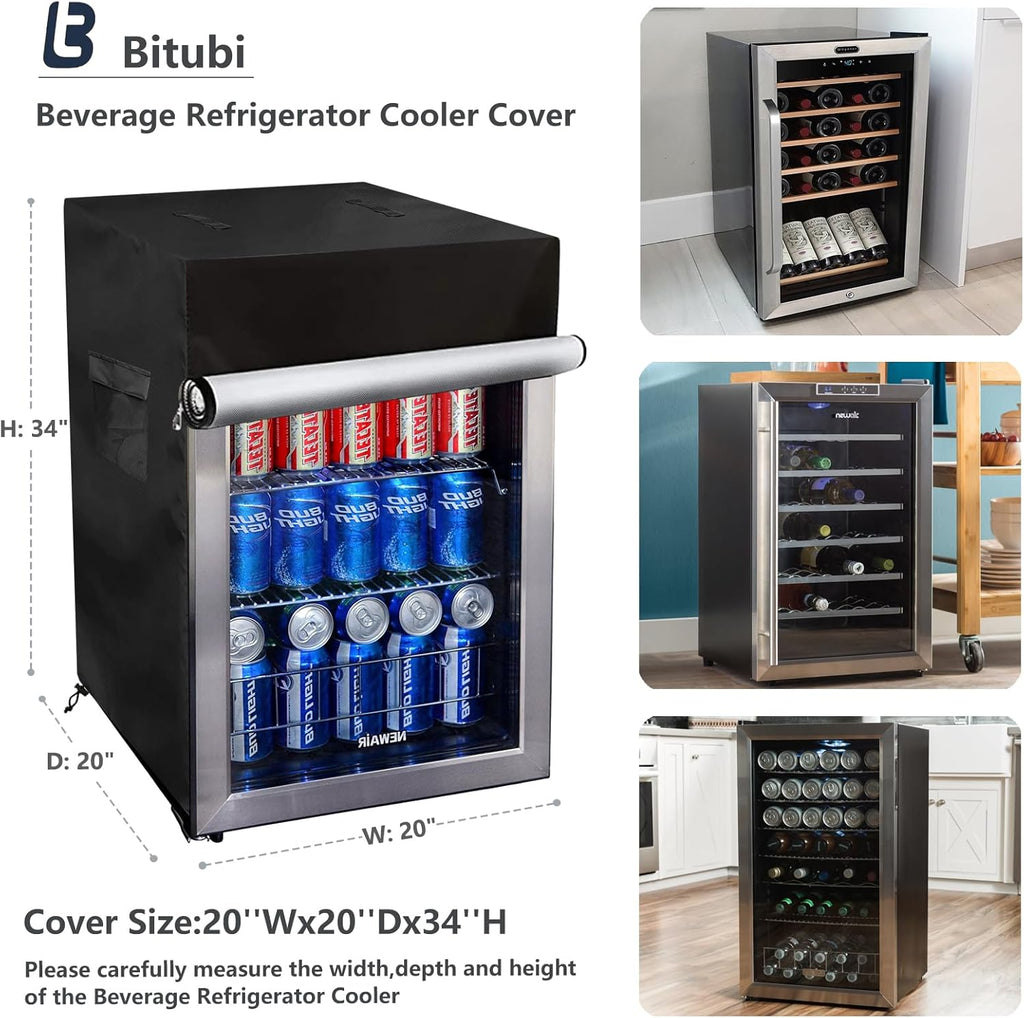 Upright Freezers Cover,Outdoor Beverage Refrigerator Cover, - Waterproof, Dustproof, Sun-Proof, 20" W x 20" D x 33" H.