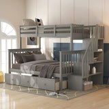 Twin Over Full Stairway Bunk Bed with Drawers
