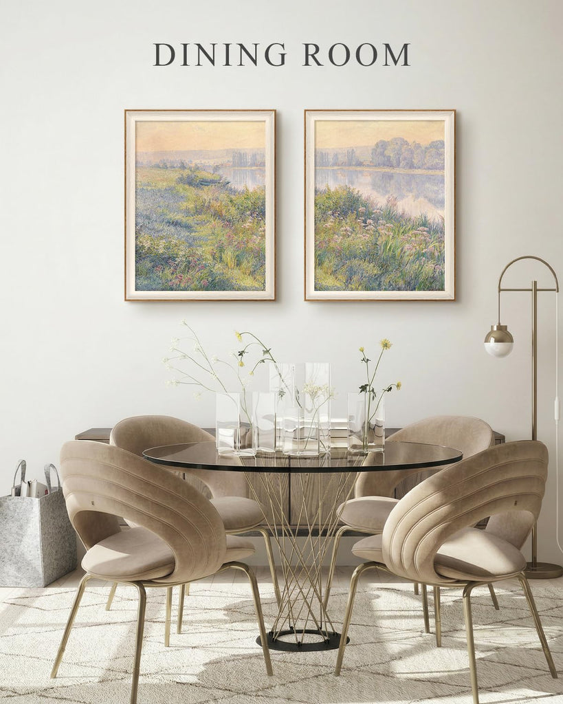 Framed Impressionist River Meadow Flora Wall Art Set, 16×20 Inch