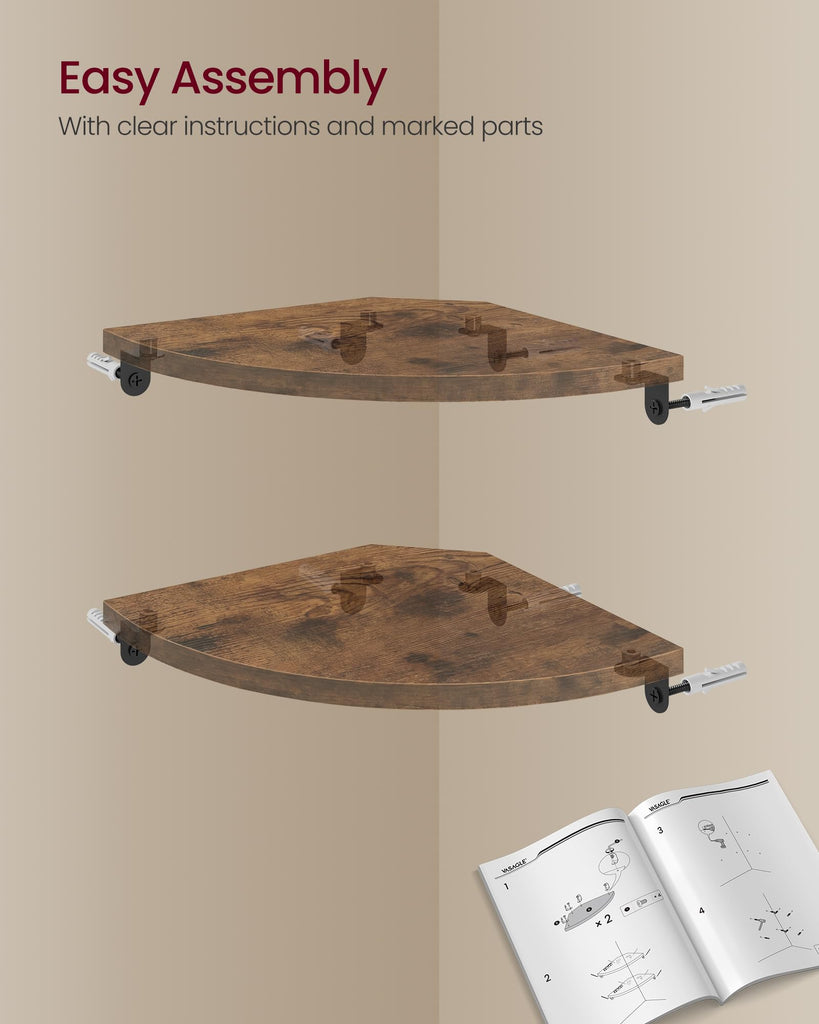 Floating Corner Shelves, Set of 2, 6 x 6 x 0.5 Inches