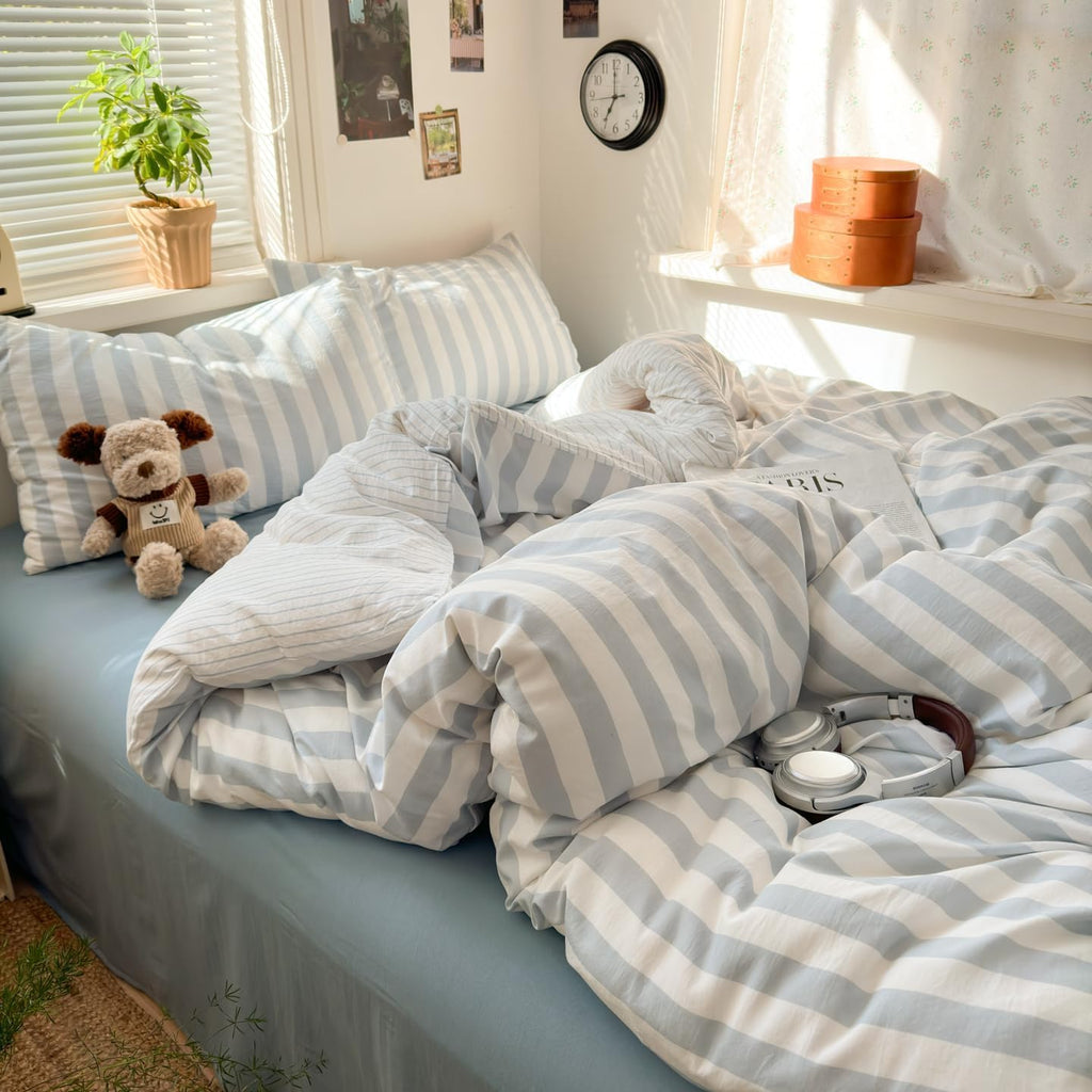 Striped Duvet Cover Set Blue White Striped Bedding Set