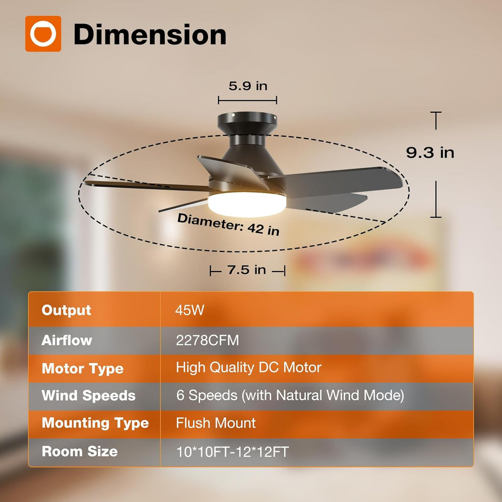 Ceiling Fans with Lights, 32 inch Low Profile Ceiling Fan with Light and Remote Control, Flush Mount, Reversible, 3CCT, Dimmable, Quiet, Black Small Ceiling Fan for Bedroom Indoor/Outdoor Use A103-B0CLNL413S