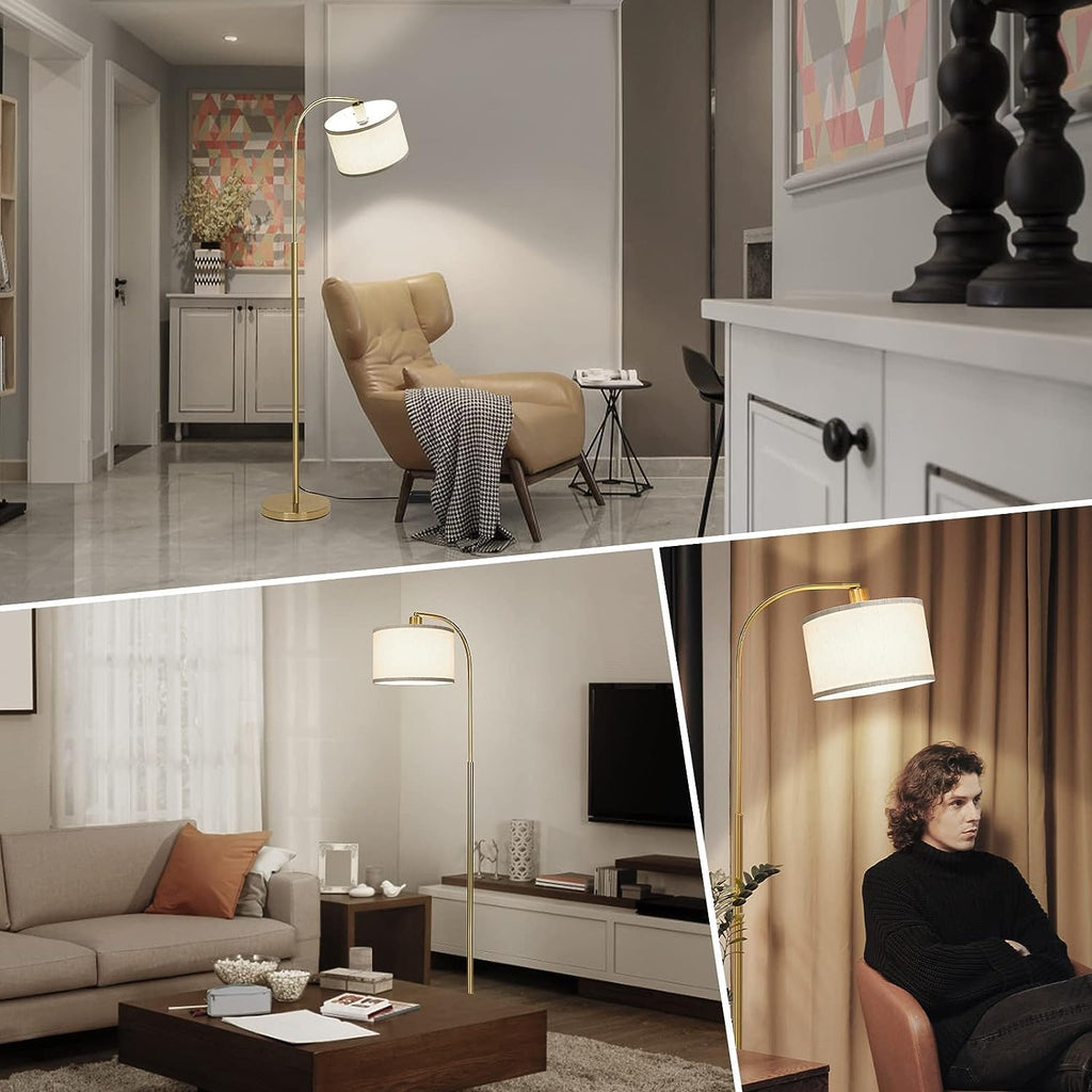 LED Floor Lamp Fully Dimmable Modern Standing Lamp Arc Floor Lamp with Adjustable Drum Shade, Tall Pole Reading Lamp