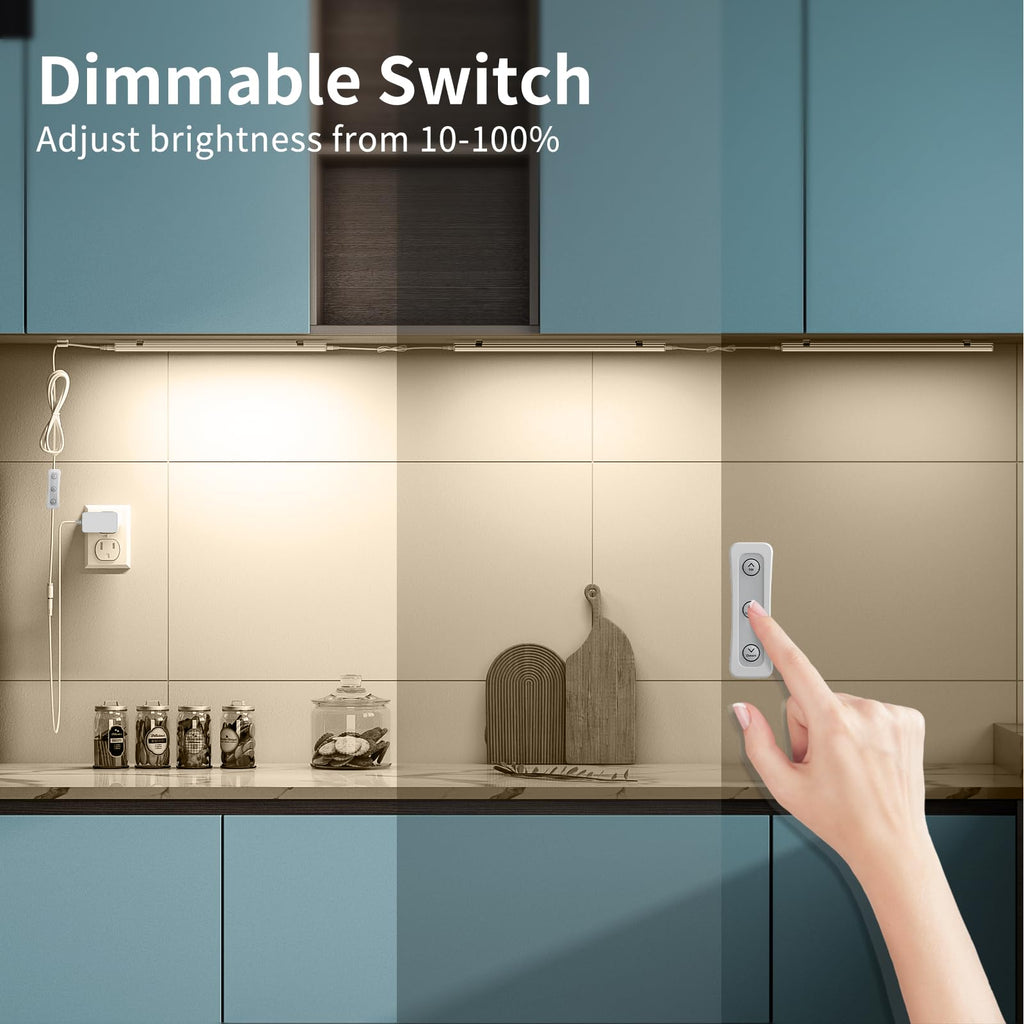 Dimmable LED Under Cabinet Lights 2700K, 3 Pcs 12" Linkable