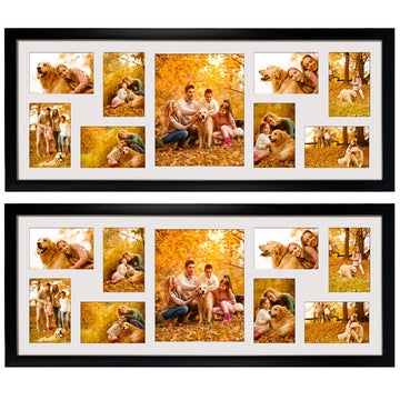 2 Pack 4x6 Picture Frames Collage with 9 Openings, Display Eight 4 x 6 Pictures and One 8x10 Photos for Wall