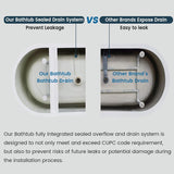 Freestanding Bathtubs 67 inch Acrylic Stand Alone Tub - White Finish with Chrome Drain, Deep Ergonomic Oval Soaking