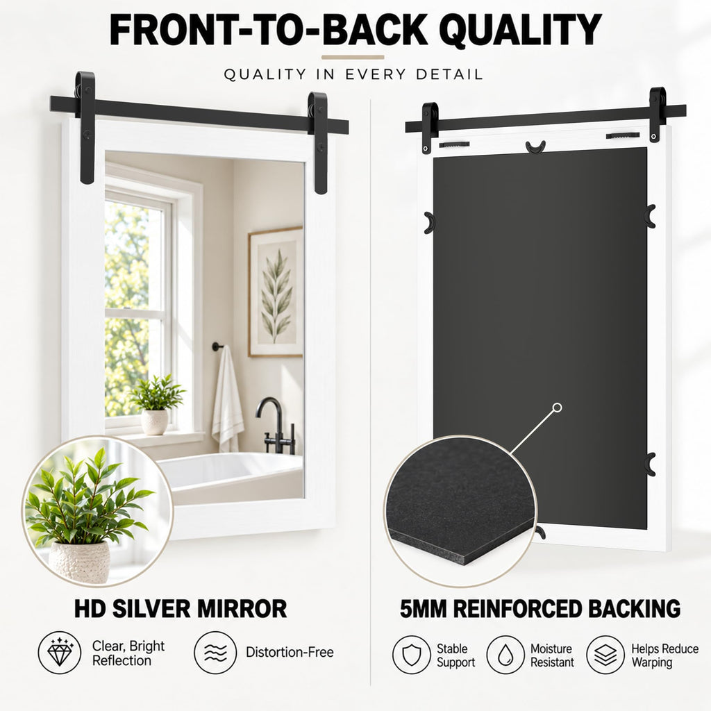 Farmhouse Bathroom Vanity Mirror for Over Sink, 22" x 30" White