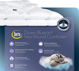 Down Illusion All Season Hypoallergenic Down Alternative Comforter with Corner Loops, Full/Queen, Wh