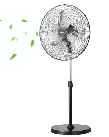 Industrial Pedestal Fan, 20 Inch 90-Degree Oscillating Fan, Height Adjustable Standing Fans with 3 Adjustable Speeds
