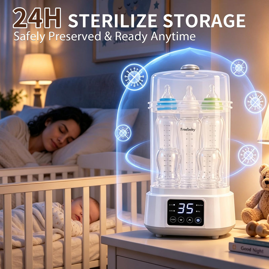 Compact Baby Bottle Sterilizer and Dryer, 8-in-1 Auto Steam System