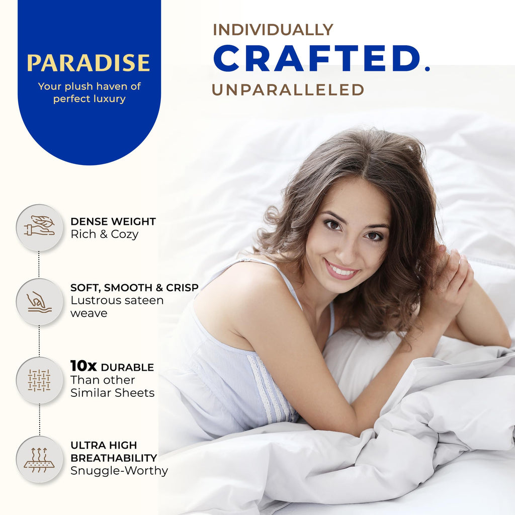 Egyptian Cotton Sheets - 1000 Series High Thread Count Cotton Sheet Set (4 PC, White), 16" Snug Fit