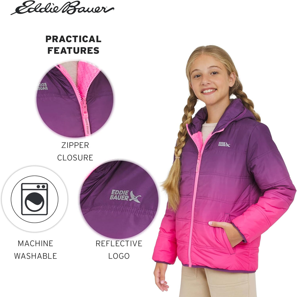 Girls' Deer Harbor Reversible Faux Fur Lined Insulated Puffer Jacket