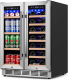 24 Inch Dual Zone Wine and Beverage Refrigerator, Built-in or Freestanding Coole