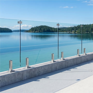 6-Panel Laminated Glass Railing System, 327-336" W x 44" H Deck Railing Kit