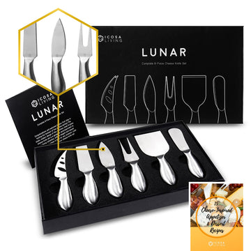 Lunar 6-Piece Premium Stainless Steel Cheese Knife Set