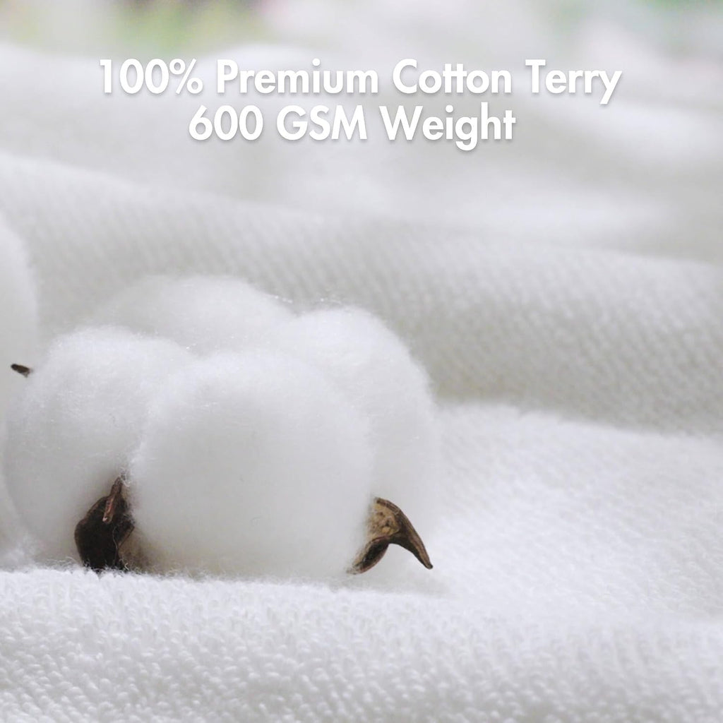 Park Roan Border Cotton Bath Towel Set Absorbent, 6 Piece, White | Microfiber, Soft Pile, Machine Washable, OEKO-TEX