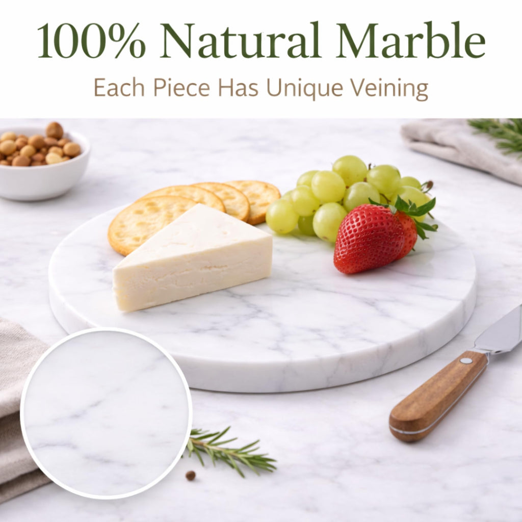 Round Marble Cheese Board with Non-Slip Feet