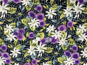 Sale! Overstocked Purple Lehua Blossoms Hawaiian Print Fabric in Cotton Sold by The Yard