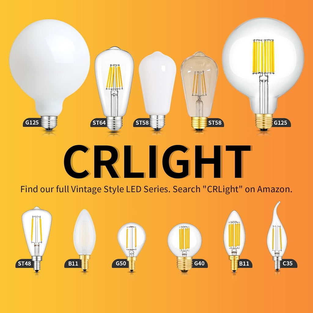 2W LED Globe Bulbs G16.5 Edison E12 4000K Neutral White, 12-Pack | 250LM 25W Equivalent, Clear Glass Vintage Edison