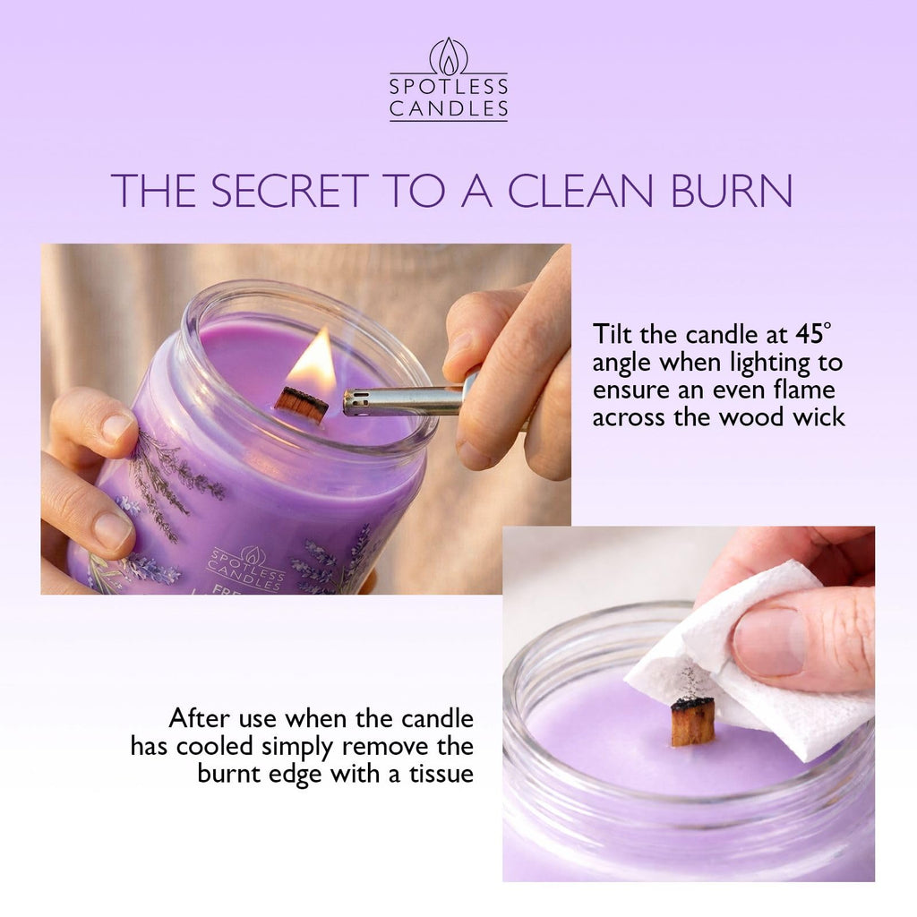 Lavender Candle 22oz Gift Boxed: 130 Hour Burn, Minimum 10% Fragrance Oil, Crackling Wooden Wick, Bergamot Lavender &