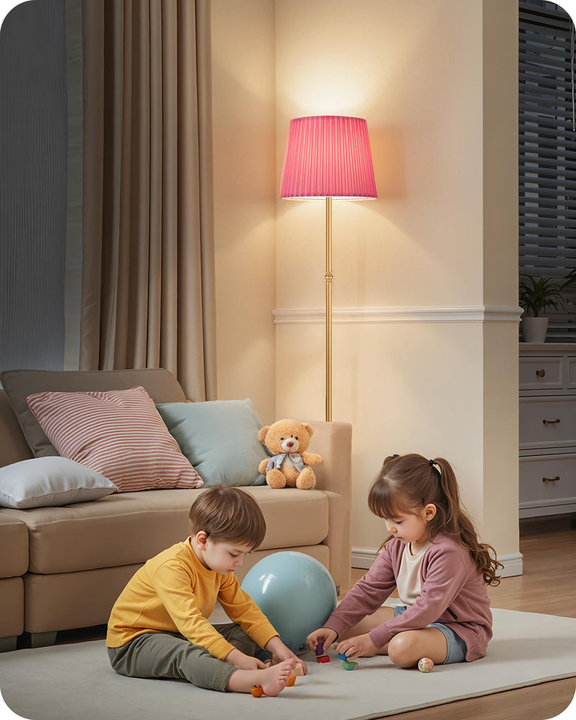 Pink Floor Lamp, 68" Standing Lamp, Dimmable Reading Light with Remote & Foot Pedal, with LED Bulb, Girls Room FCC
