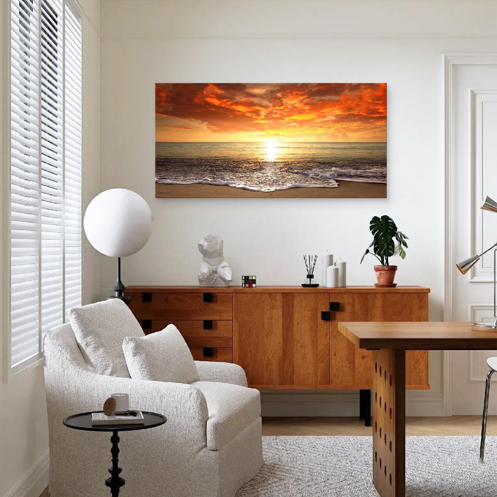 Canvas Prints Wall Art Sunset Ocean Beach Pictures Photo Paintings Bedroom Home Decorations Modern Stretched